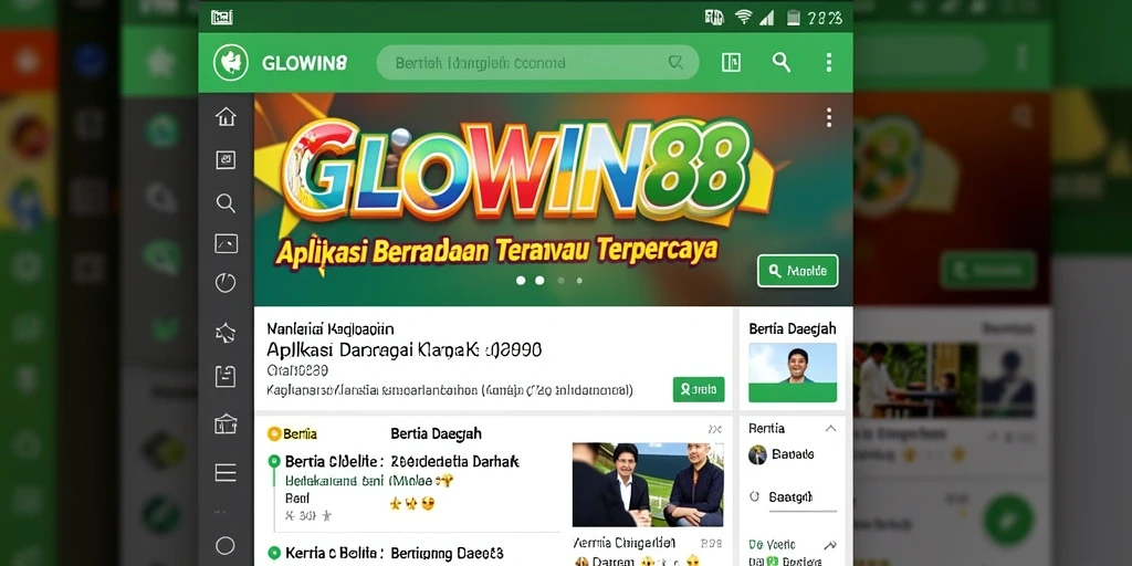 Antarmuka GLOWIN88 yang user-friendly menampilkan berita daerah terkini.