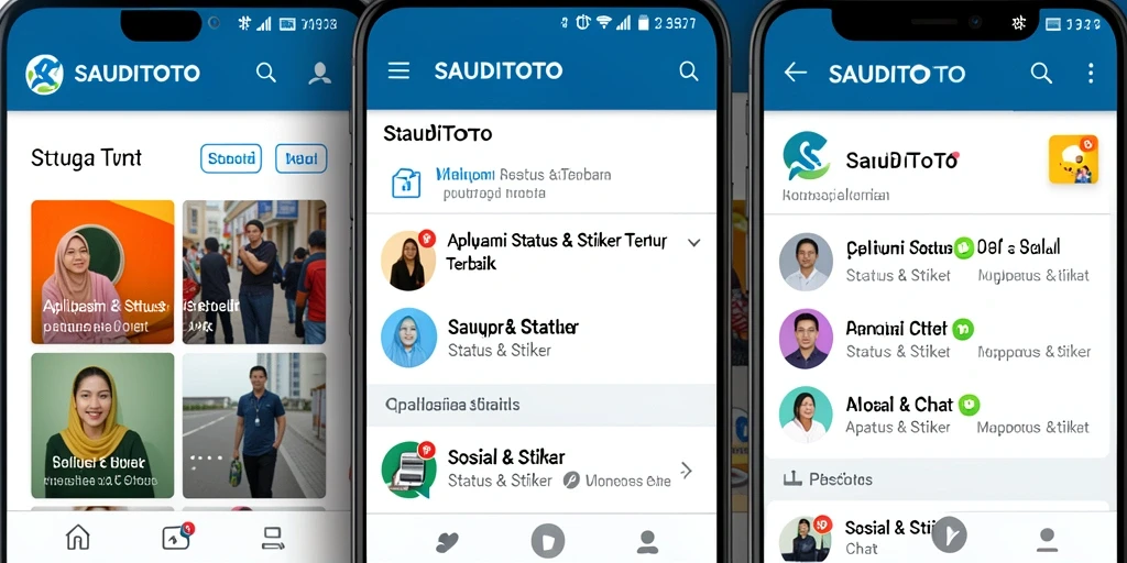 Antarmuka SAUDITOTO dengan koleksi stiker yang beragam.