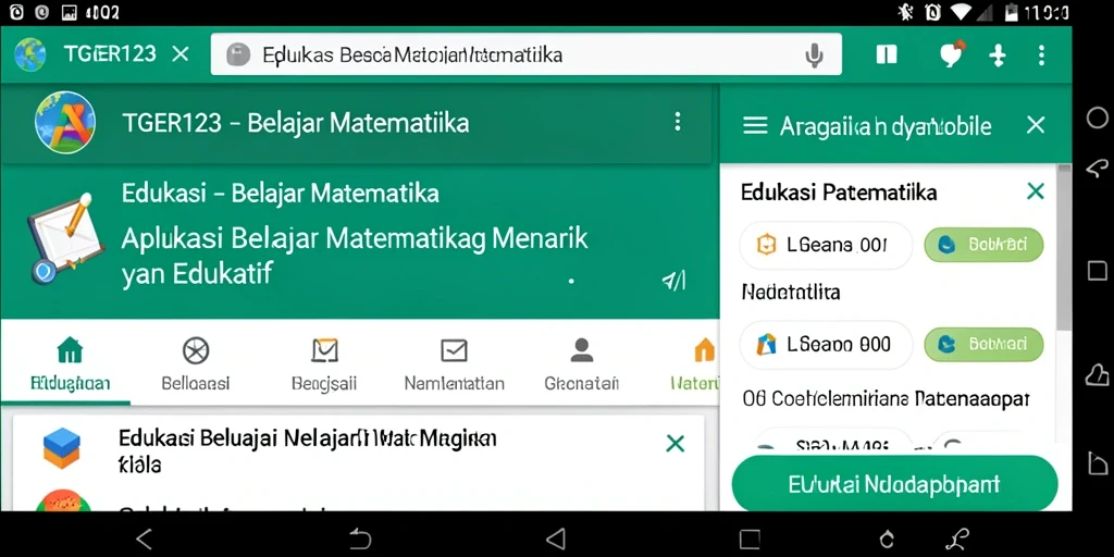Antarmuka aplikasi TGER123 yang ramah pengguna untuk belajar matematika.