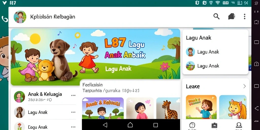 Antarmuka V87 menampilkan berbagai lagu anak yang ceria.