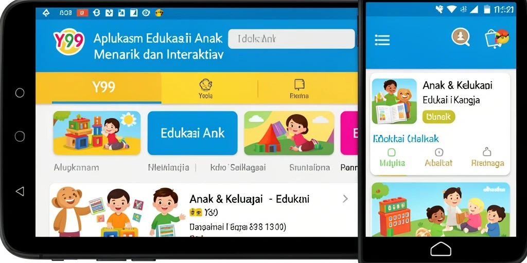 Tampilan antarmuka Y89 yang cerah dan interaktif untuk anak.