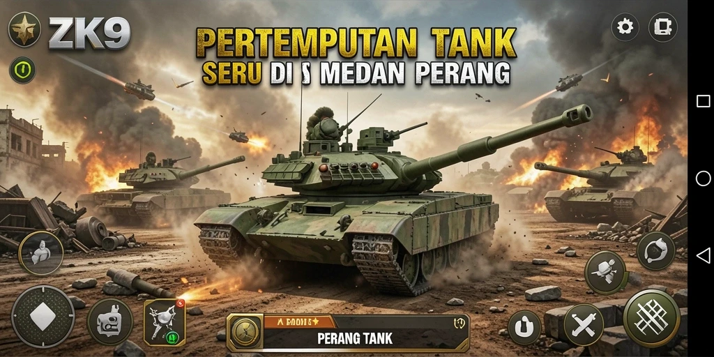 Tampilan antarmuka ZK9 yang menarik dengan berbagai pilihan tank.